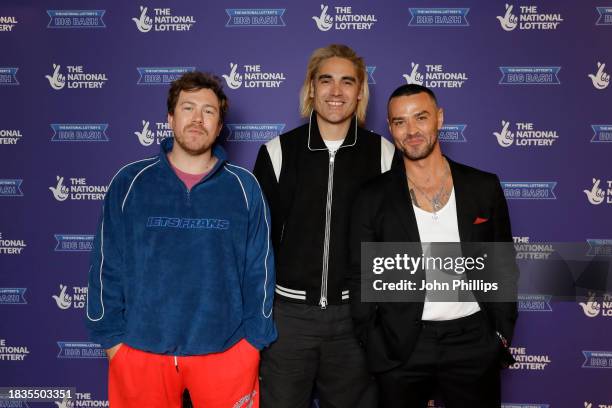 James Bourne, Charlie Simpson and Jesse Williams attend The National Lottery' s Big Bash to celebrate 2023 OVO Arena Wembley on December 06, 2023 in...