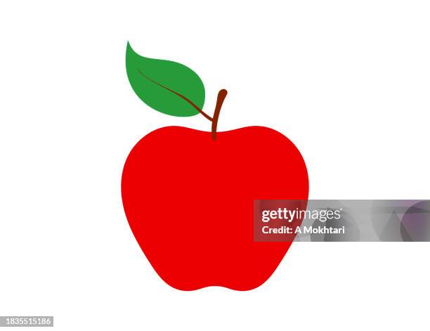 bildbanksillustrationer, clip art samt tecknat material och ikoner med red apple. - apple