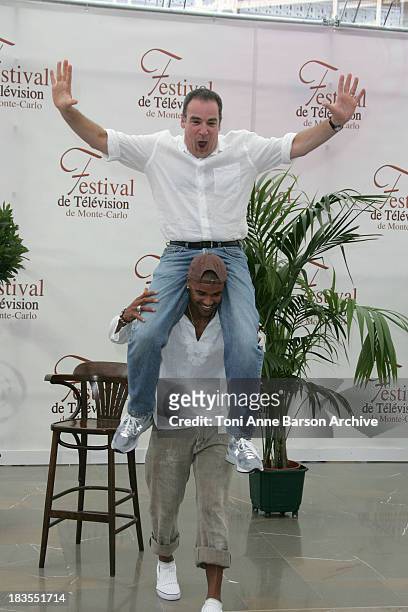 Shemar Moore and Mandy Patinkin during 2007 Monte Carlo Television Festival - Criminal Minds Shemar Moore and Mandy Patinkin Photocall at Grimaldi...
