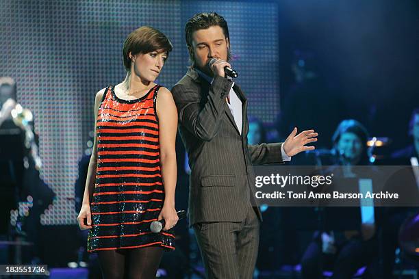 Julien Dore and Anais perform at the Fete de la Chanson Francaise for France Television in Salle Pleyel on January 19, 2009 in Paris, France.