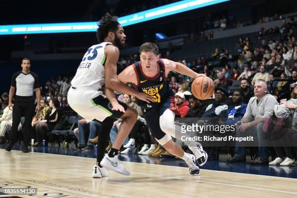 December 8: Collin Gillespie of the Grand Rapids Gold drives to the basket against Iowa Wolves on December 8, 2023 at the Van Andel Arena in Grand...
