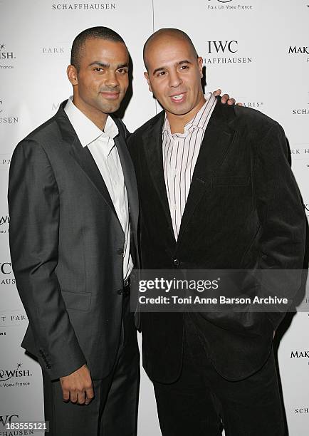 Tony Parker and DJ Cut Killer pose at the Make a Wish, IWC Schaffhausen And Tony Parker Gala Dinner on September 27, 2007 in Paris.