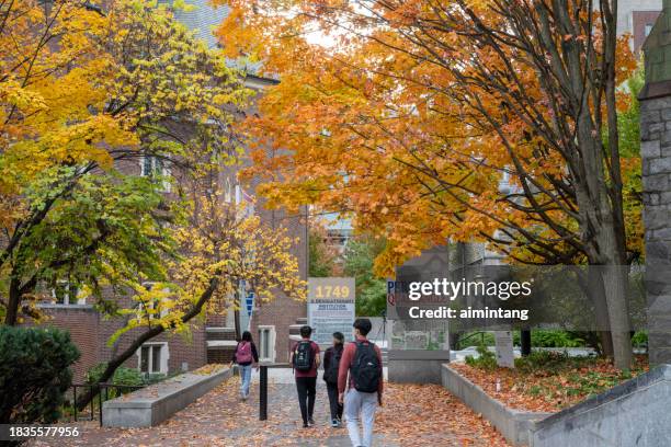 upenn campus in autumn - university of pennsylvania stock pictures, royalty-free photos & images