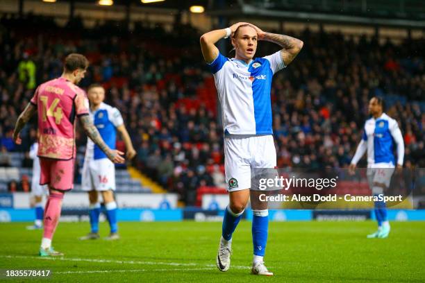 Blackburn Rovers' Arnor Sigurdsson reacts during the Sky Bet Championship match between Blackburn Rovers and Leeds United at Ewood Park on December...