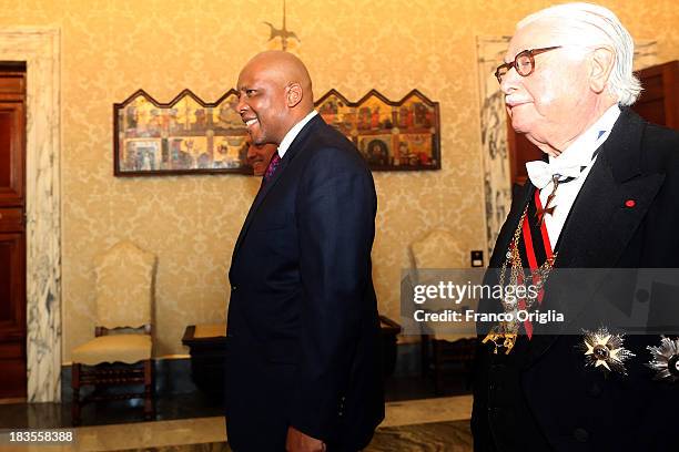 King of Lesotho Letsie III arrives at Vatican for an audience with Pope Francis on October 7, 2013 in Vatican City, Vatican. The themes of their...
