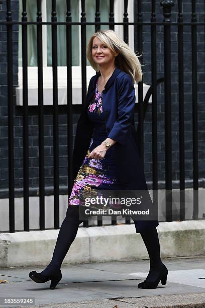 Esther McVey walks into Downing Street on October 7, 2013 in London, England. Esther McVey will begin in her new role as Parliamentary Under...