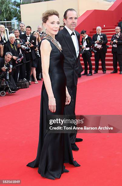 Actress Marisa Berenson and guest attends the Palme d'Or Closing Ceremony held at the Palais des Festivals during the 63rd Annual International...