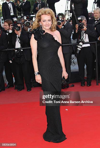 Caroline Gruosi-Scheufele and guest attends the Palme d'Or Closing Ceremony held at the Palais des Festivals during the 63rd Annual International...