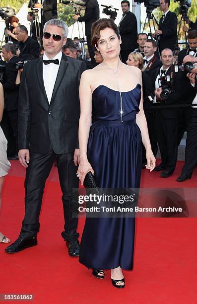 Marc Recha and Emmanuelle Devos attends the Palme d'Or Closing Ceremony held at the Palais des Festivals during the 63rd Annual International Cannes...