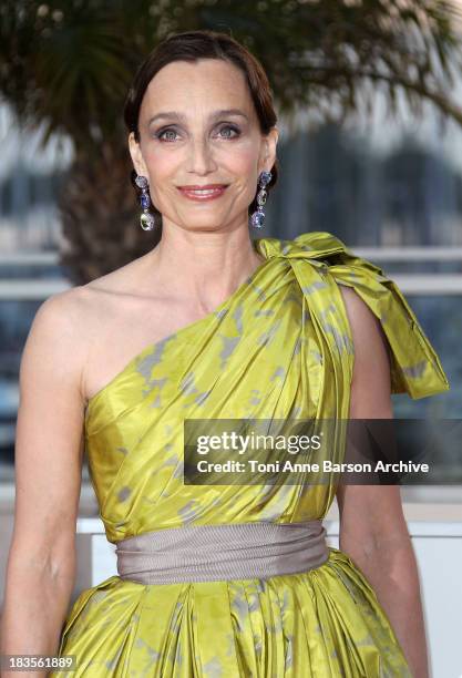 Actress Kristin Scott Thomas attends the Palme d'Or Award Ceremony Photo Call held at the Palais des Festivals during the 63rd Annual International...