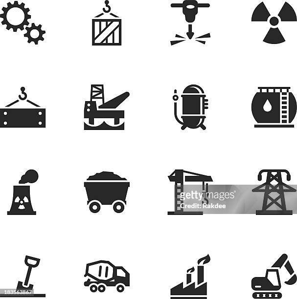 heavy industry silhouette icons - mine icon stock illustrations