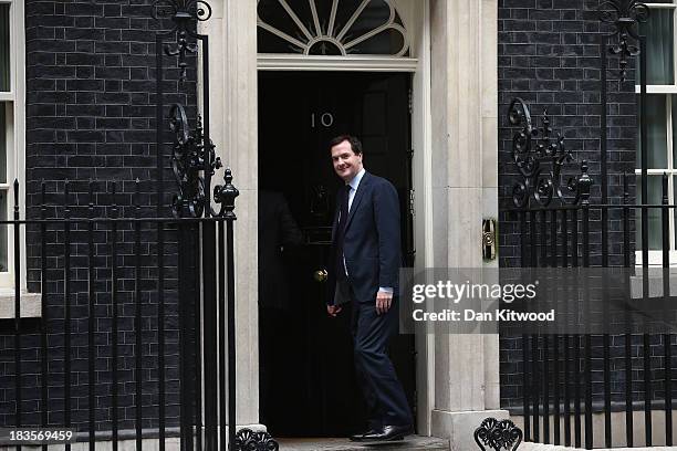 British Finance Minister George Osborne arrives at 10 Downing Street on October 7, 2013 in London, England. British Prime Minister David Cameron...