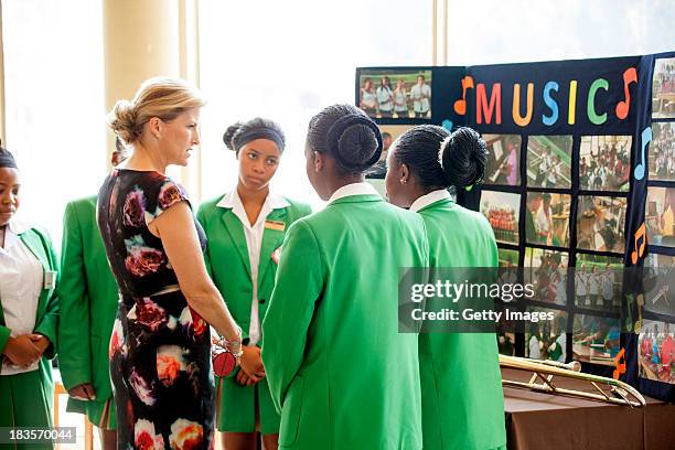 Sophie Countess of Wessex speaks to students at the Oprah Winfrey Leadership Academy for Girls on October 7, 2013 in Meyerton, South Africa. The Earl...