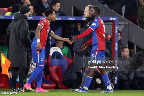 Tyrick Mitchell of Crystal Palace is substituted for Nathaniel Clyne of Crystal Palace during the Premier League match between Crystal Palace and AFC...