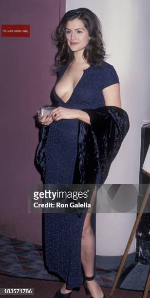 Kate Fischer attends the premiere of "Sirens" on February 28, 1994 at Loew's Tower Cinema in New York City.
