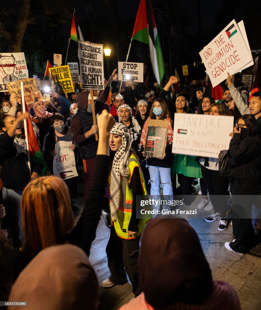 Palestinians protest in Los Angeles, CA
