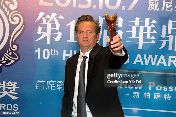 Actor Mathew Perry poses after the 2013 Huading Awards Ceremony at The Venetian on October 7, 2013 in Macau, Macau.