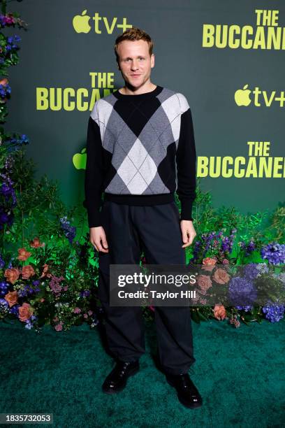 Josh Dylan attends a photocall for Apple TV+'s "The Buccaneers" at Park Lane Hotel on December 06, 2023 in New York City.