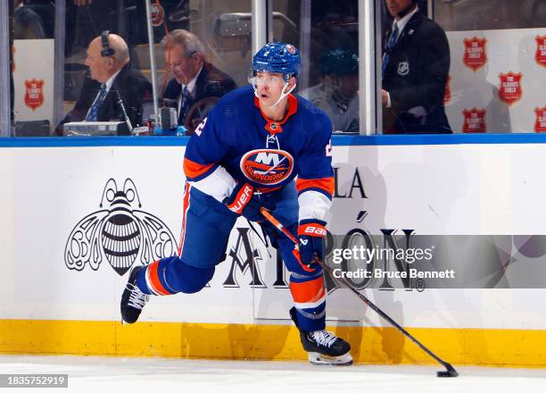 Mike Reilly of the New York Islanders skates against the San Jose Sharks at UBS Arena on December 05, 2023 in Elmont, New York.