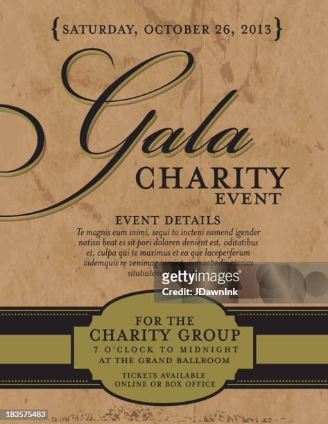 charity gala invitation design template on paper background - gala stock illustrations