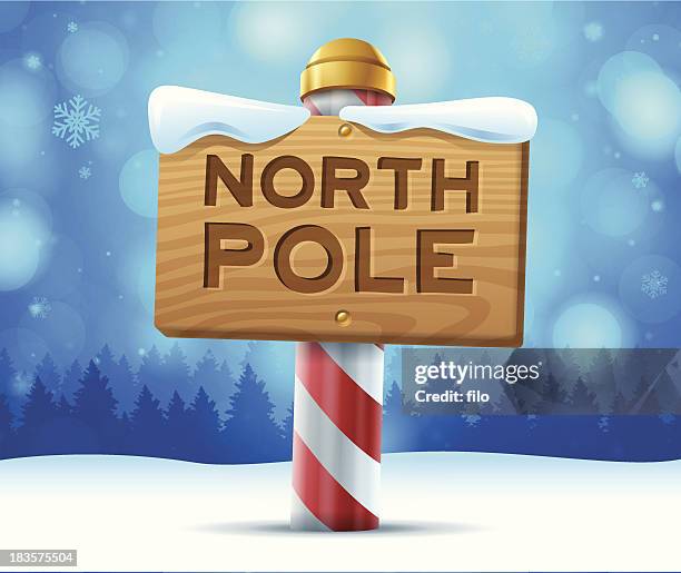 ilustraciones, imágenes clip art, dibujos animados e iconos de stock de polo norte de señal - north pole