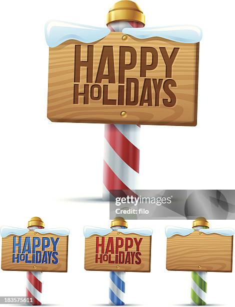 ilustraciones, imágenes clip art, dibujos animados e iconos de stock de felices fiestas señal - north pole