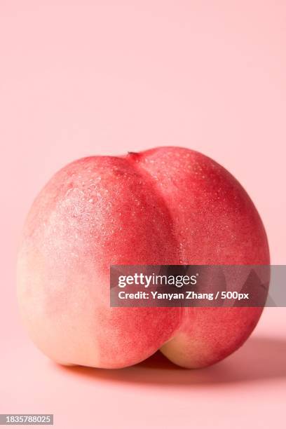 close-up of wet pink apple against pink background,ireland - persika bildbanksfoton och bilder