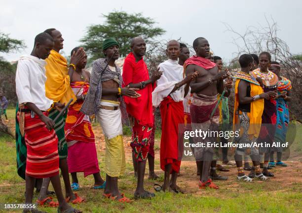 Samburu tribe men and women, Samburu County, Samburu National Reserve, Kenya on November 23, 2023 in Samburu National Reserve, Kenya.