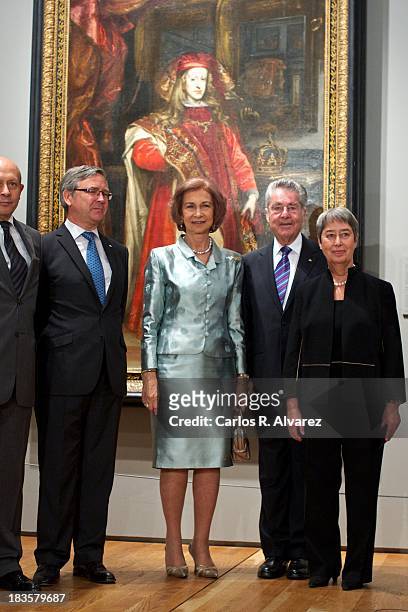 Queen Sofia of Spain , Austrian President Heinz Fischer and his wfe Margit Fischer attend the inauguration of the "Velazquez Y La Familia de Felipe...