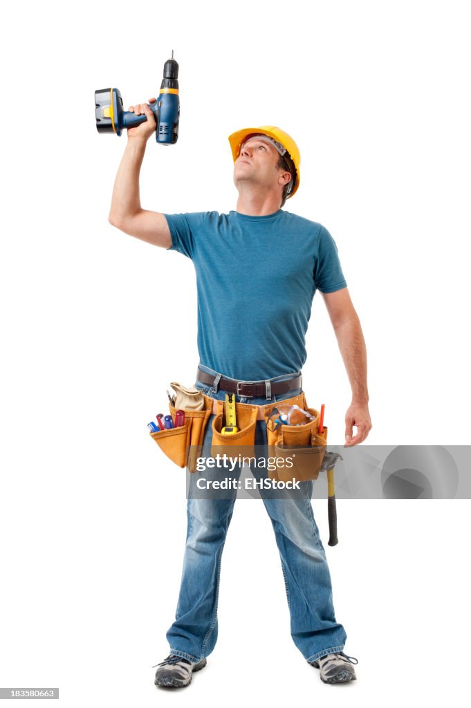 Construction Contractor Carpenter Isolated on White Background