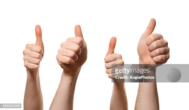 親指を立てる - happy woman thumbs studio ストックフォトと画像