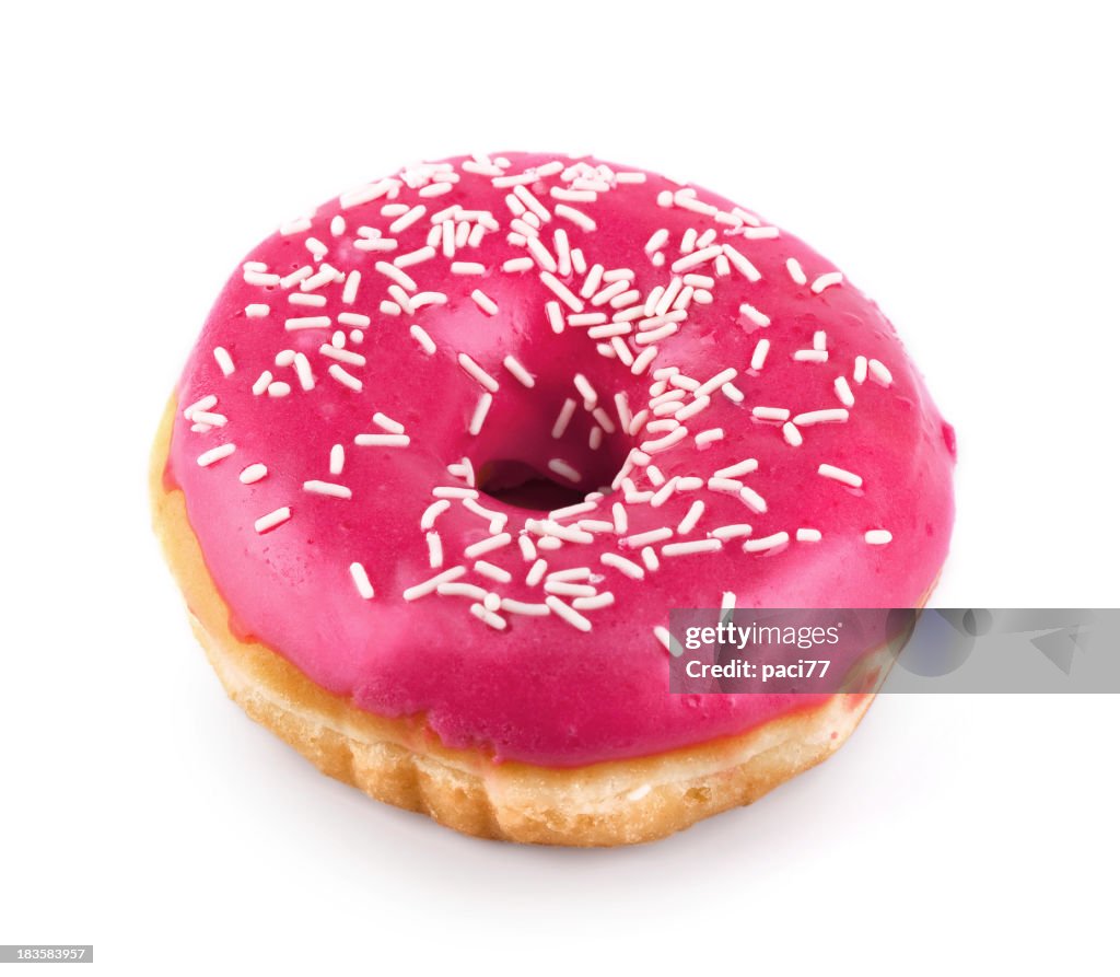 Pink Donut isolated with Clipping Path