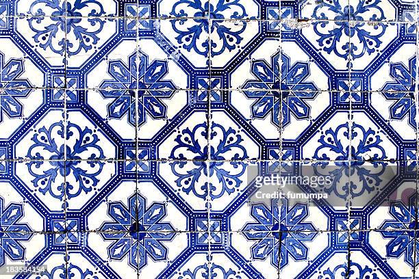 old lisbon tiles , azulejos - ceramic designs stockfoto's en -beelden