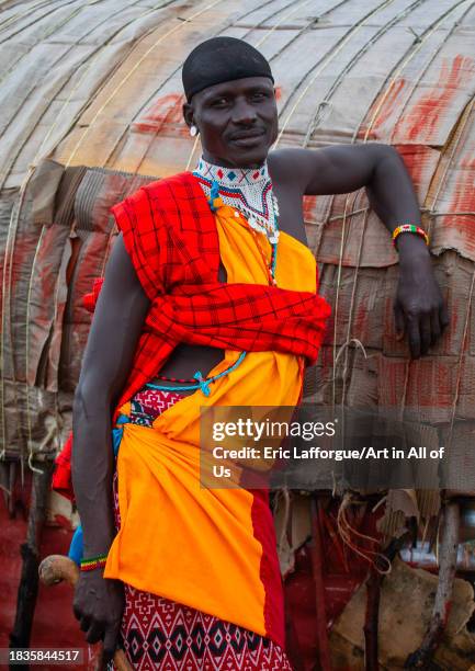 Portrait of a samburu tribesman, Samburu County, Samburu National Reserve, Kenya on November 23, 2023 in Samburu National Reserve, Kenya.