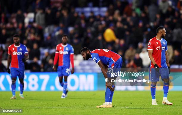 Odsonne Edouard of Crystal Palace looks dejected as Kieffer Moore of AFC Bournemouth scores his team's second goal during the Premier League match...