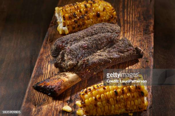 dry rub smoked beef ribs - animal rib cage stock pictures, royalty-free photos & images