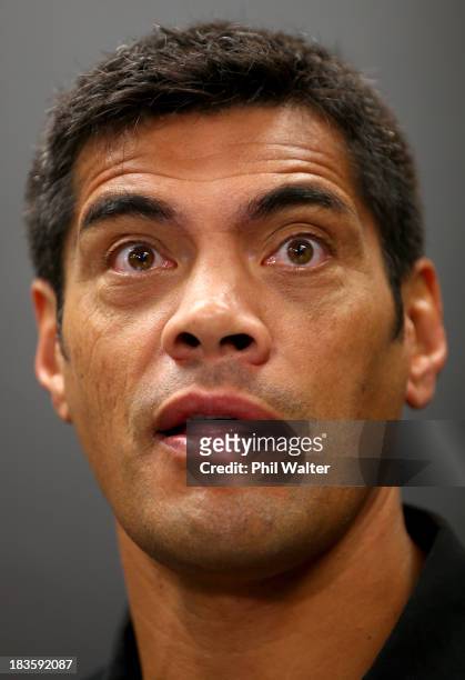 Kiwis coach Stephen Kearney speaks to the media during the New Zealand Kiwis Rugby League World Cup Squad Announcement at Rugby League House on...