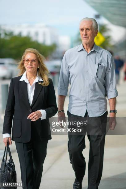 Chris Rodstrom and Pat Riley are seen at Art Basel Miami Beach on December 06, 2023 in Miami, Florida.
