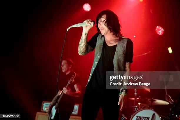 Kellin Quinn of Sleeping With Sirens performs on stage at Manchester Academy on October 7, 2013 in Manchester, England.