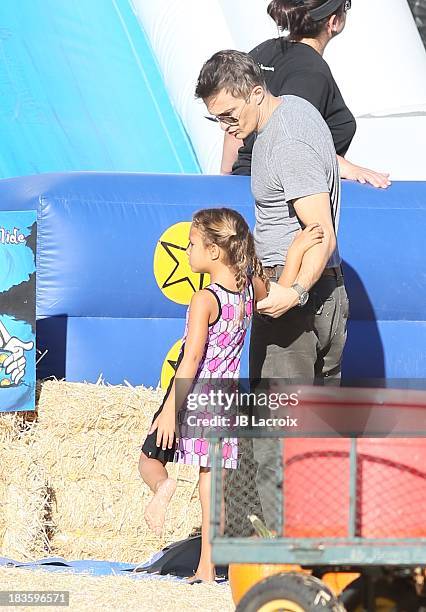 Olivier Martinez and Nahla Ariela Aubry are seen at the Pumpkin Patch on October 7, 2013 in Los Angeles, California.