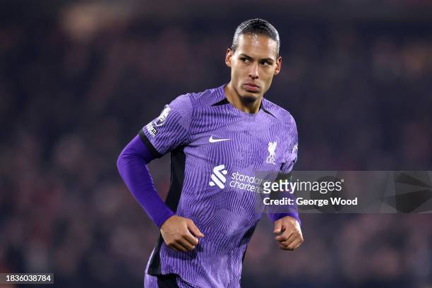 Virgil van Dijk of Liverpool looks on during the Premier League match between Sheffield United and Liverpool FC at Bramall Lane on December 06, 2023...