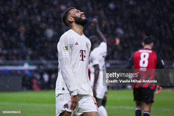 Eric Maxim Choupo-Moting of Bayern Munchen reacts after a big chance to score a goal during the Bundesliga match between Eintracht Frankfurt and FC...