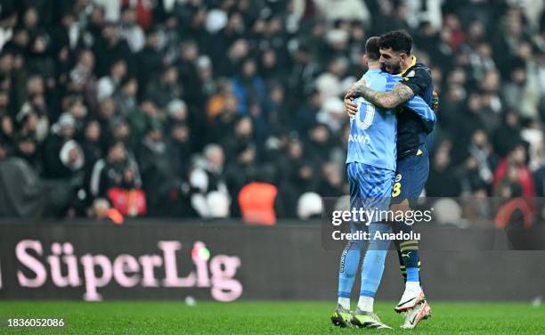 Players of Fenerbahce celebrate after winning 3-1 the Turkish Super Lig week 15 match between Besiktas and Fenerbahce at Tupras Stadium in Istanbul,...