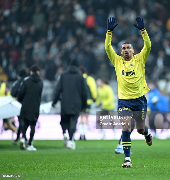 Djiku of Fenerbahce greets the fans ahead of the Turkish Super Lig week 15 match between Besiktas and Fenerbahce at Tupras Stadium in Istanbul,...