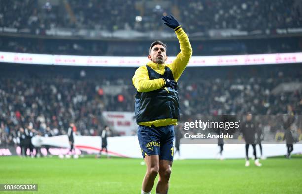 Irfan Can Kahveci of Fenerbahce greets the fans ahead of the Turkish Super Lig week 15 match between Besiktas and Fenerbahce at Tupras Stadium in...