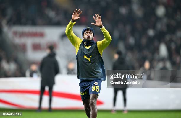 Fred of Fenerbahce greets the fans ahead of the Turkish Super Lig week 15 match between Besiktas and Fenerbahce at Tupras Stadium in Istanbul,...