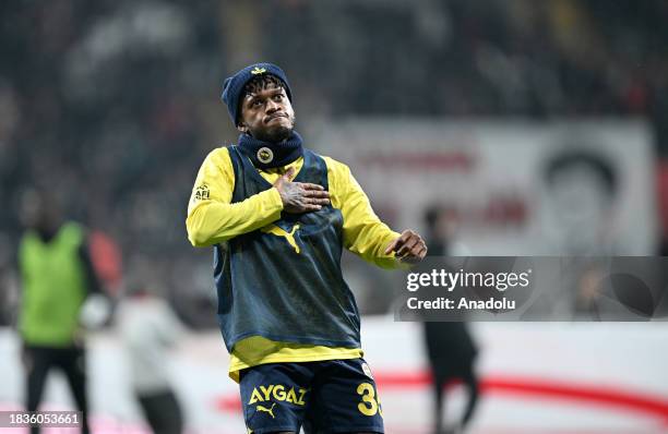 Fred of Fenerbahce greets the fans ahead of the Turkish Super Lig week 15 match between Besiktas and Fenerbahce at Tupras Stadium in Istanbul,...