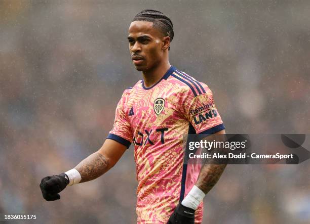 Leeds United's Crysencio Summerville in action during the Sky Bet Championship match between Blackburn Rovers and Leeds United at Ewood Park on...