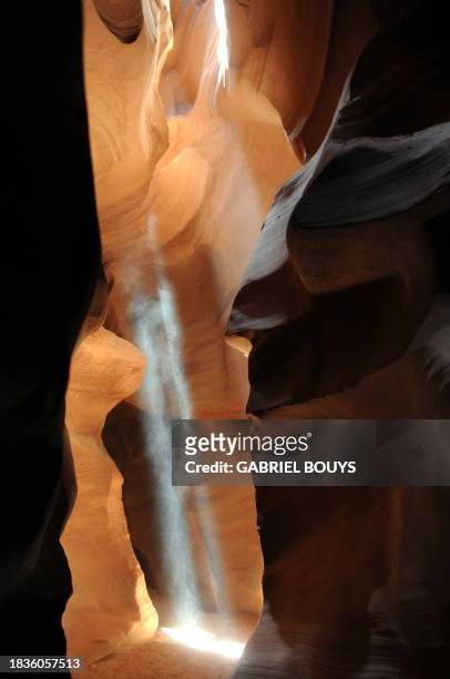 View of Antelope Canyon, near Page, Arizona on August 24, 2009. The Navajo name for Upper Antelope Canyon is Tse' bighanilini, which means "the place...