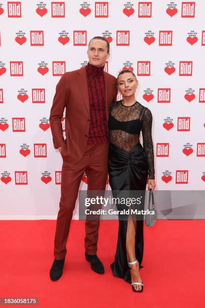 Alexander Zverev and Sophia Thomalla attend the Ein Herz Fuer Kinder Gala 2023 at Studio Berlin Adlershof on December 9, 2023 in Berlin, Germany.